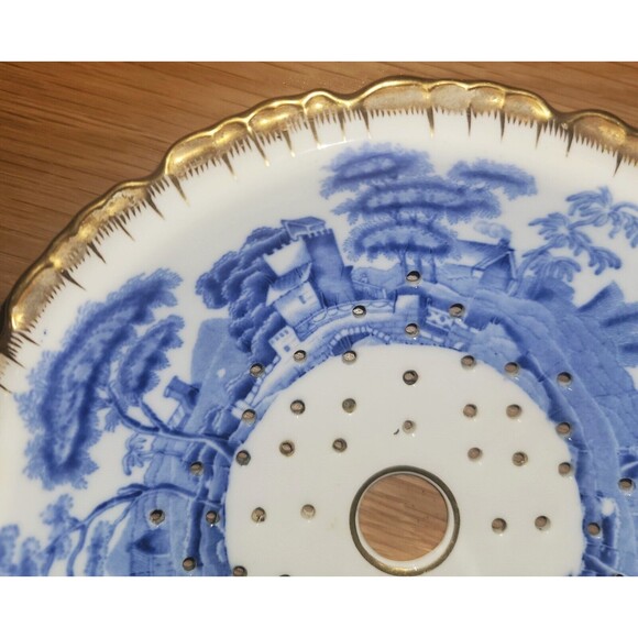 Spode Copelands China Blue Tower w Gold Scalloped edge Round Mezzanine Strainer - Picture 2 of 15
